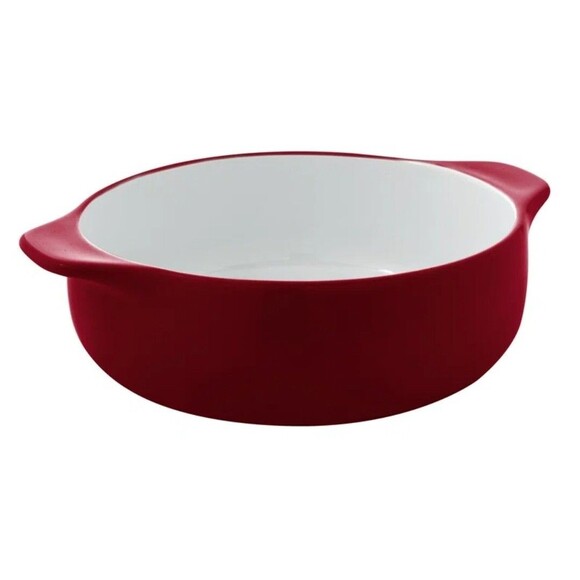 KitchenAid 2.25 QT Round Red Stoneware Casserole Baker Dish KQ990BXERA Bakeware - Picture 1 of 5